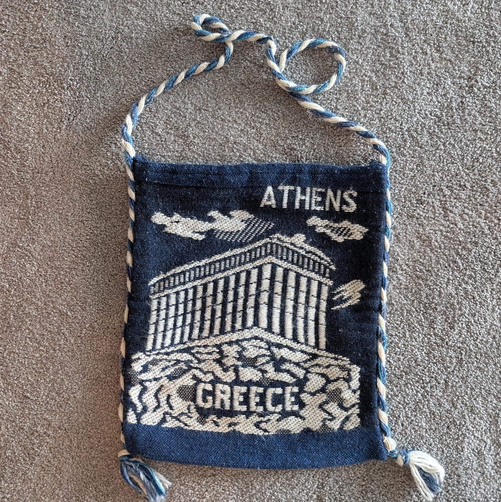 Blue and White Athens Greece Souvenir Bag